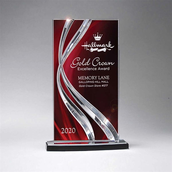 6 1/2" x 9 1/2" tall rectangular trophy with ribbon motif... from ASI 61125 Hit Promotional Products / Hit®