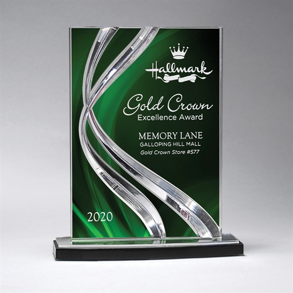 6 1/4" x 7 1/2" tall rectangular trophy with ribbon motif... from ASI 61125 Hit Promotional Products / Hit®