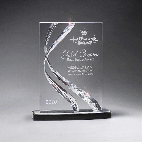 6 1/4" x 7 1/2" tall rectangular trophy with ribbon motif... from ASI 61125 Hit Promotional Products / Hit®