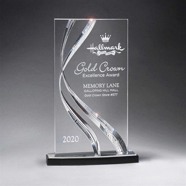 6 1/4" x 9 1/2" tall rectangular trophy with ribbon motif... from ASI 61125 Hit Promotional Products / Hit®