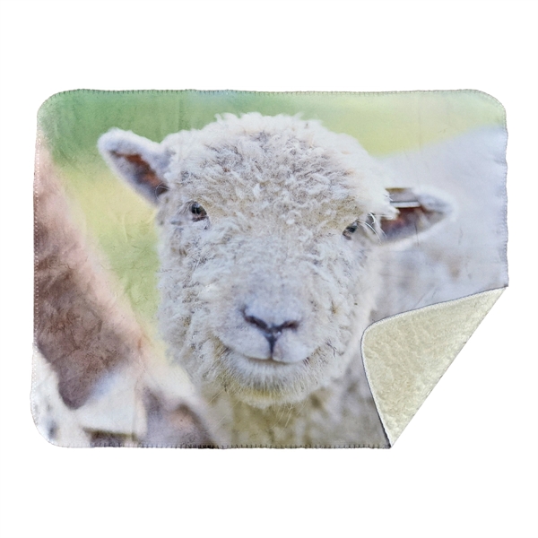 30" x 40" faux mink suede blanket with an edge-to-edge full... from ASI 61125 Hit Promotional Products / Hit®