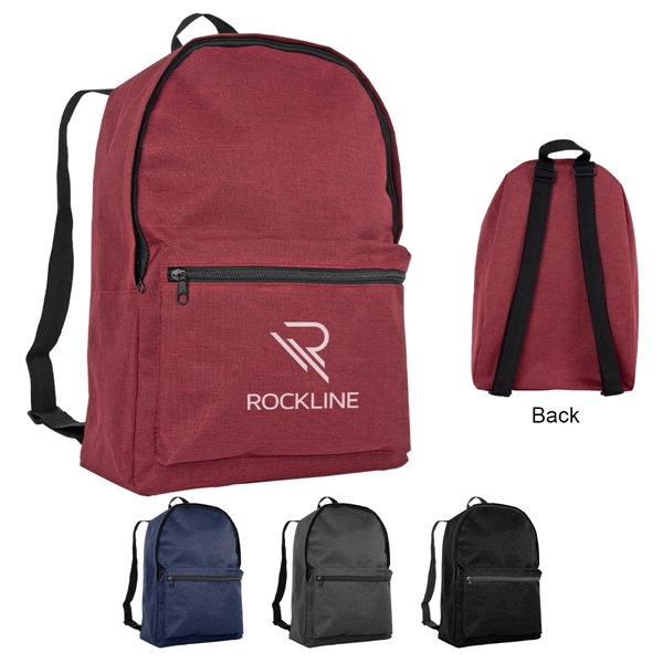 Boardwalk 600 Denier heathered polyester backpack with zippered closure, adjustable shoulder... from ASI 61125 Hit Promotional Products / Hit®