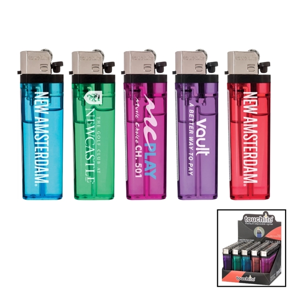 Transparent plastic standard flint cigarette lighter in assorted bright colors.... from ASI 57655 STOPNGO Line