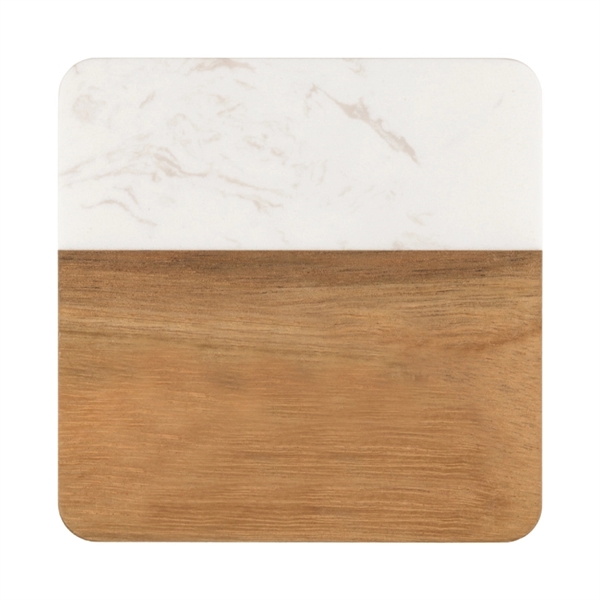 4" square beverage coaster made of beautiful acacia wood and marble... from ASI 57655 STOPNGO Line