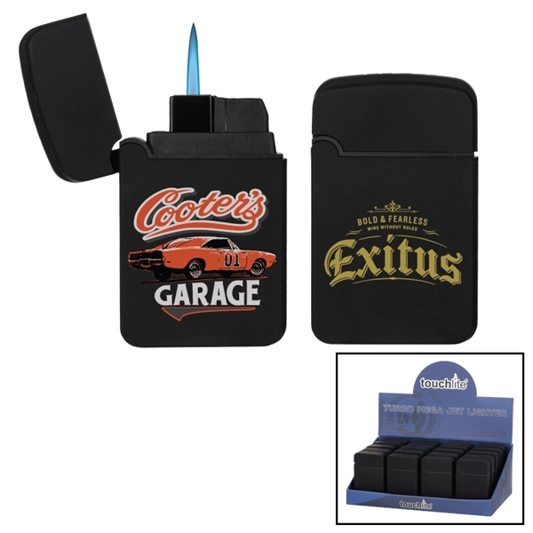 Lighter with blue jet turbo flame and matte black rubberized finish.... from ASI 57655 STOPNGO Line