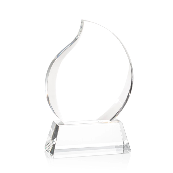 Optical crystal flame shape award with thick bevels on base... from ASI 84592 St Regis Group / St Regis