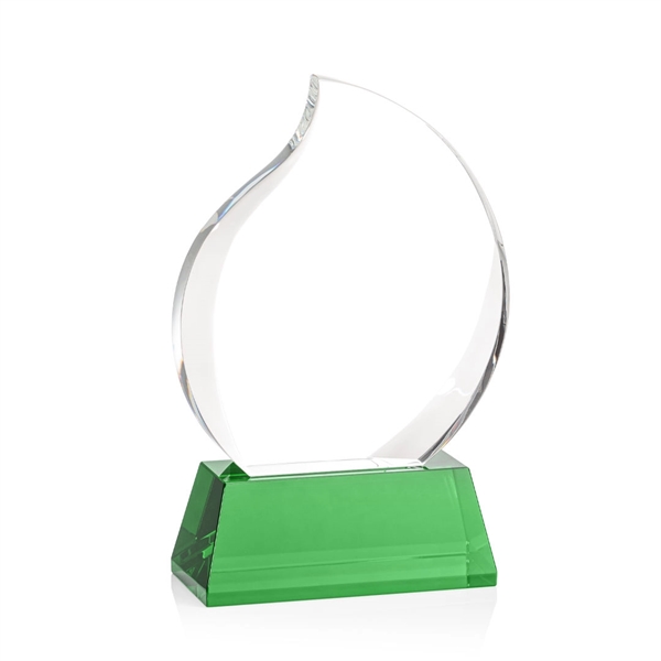Optical crystal flame shape award with thick bevels on base... from ASI 84592 St Regis Group / St Regis