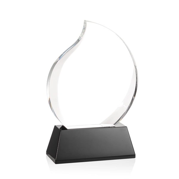 Optical crystal flame shape award with thick bevels on base... from ASI 84592 St Regis Group / St Regis