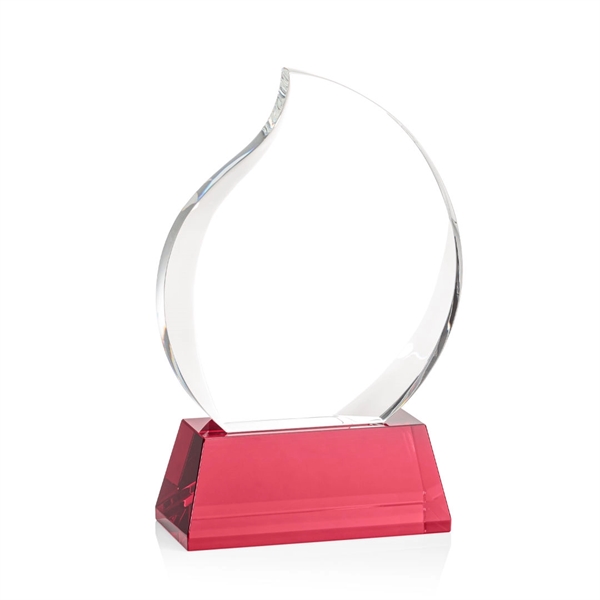Optical crystal flame shape award with thick bevels on base... from ASI 84592 St Regis Group / St Regis