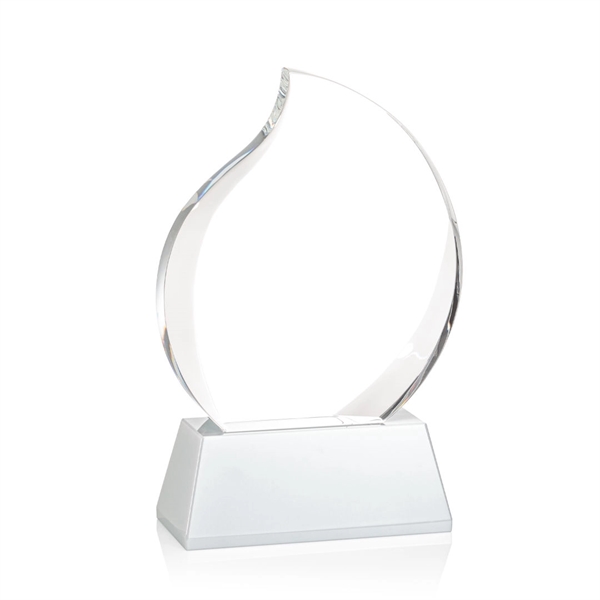 Optical crystal flame shape award with thick bevels on base... from ASI 84592 St Regis Group / St Regis