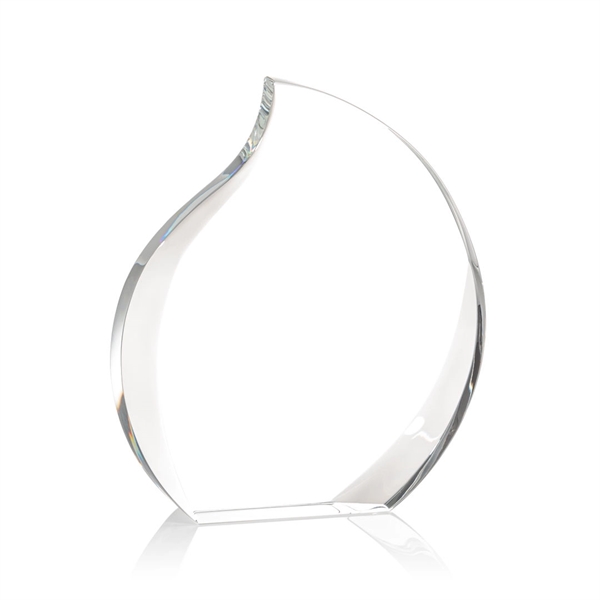 Optical crystal flame shape award with thick bevels on base... from ASI 84592 St Regis Group / St Regis