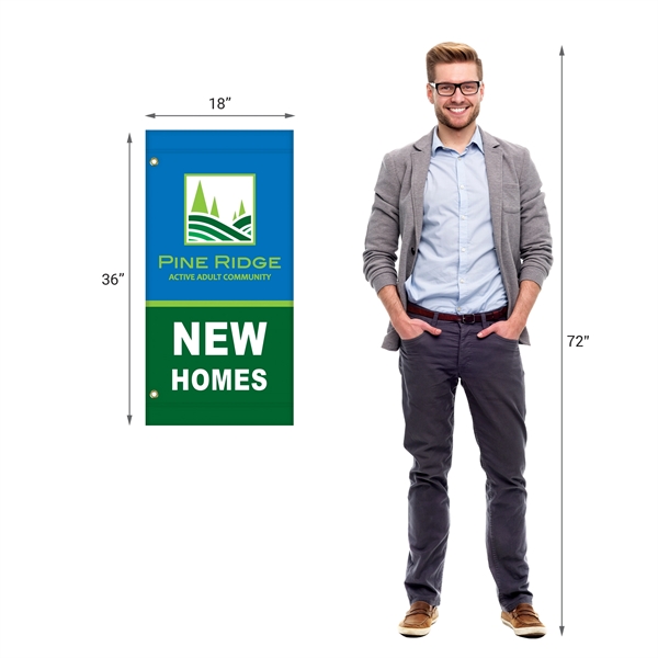 Custom digitally printed polyester avenue banner. 36"H x 18"W... from ASI 80228 Quinn