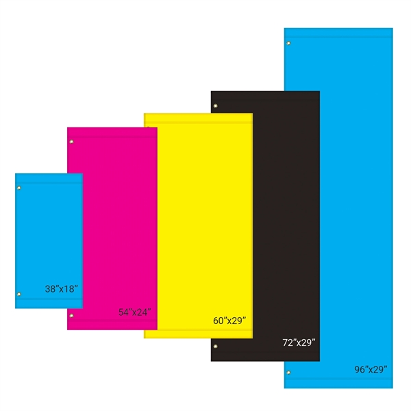 Custom digitally printed polyester avenue banner. 36"H x 18"W... from ASI 80228 Quinn