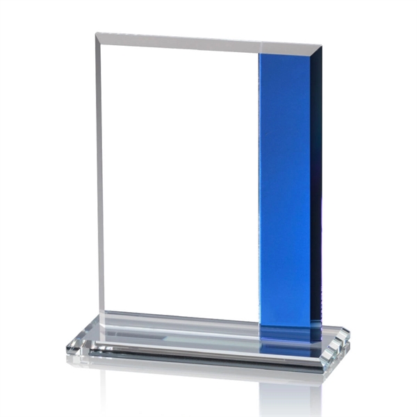 Starfire rectangle award with blue colored crystal on a base.... from ASI 84592 St Regis Group / St Regis