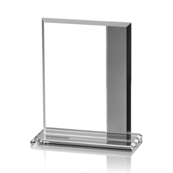 Starfire rectangle award with gray colored crystal on a base.... from ASI 84592 St Regis Group / St Regis