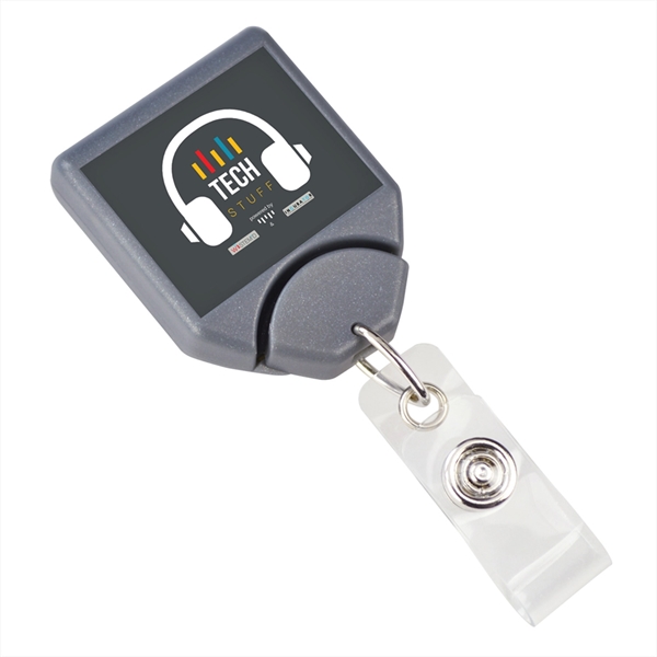 1.31" x 3.75" square plastic badge reel with swivel belt clip.... from ASI 62088 IDProductsource