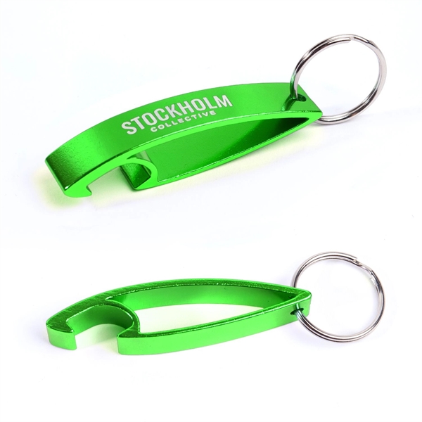 2.75" x 1" engraved aluminum bottle opener and keychain with split... from ASI 62088 IDProductsource