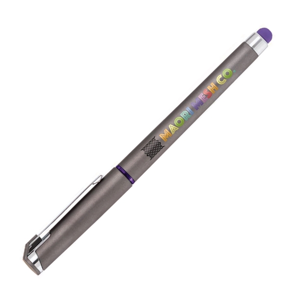 Plastic pen and device stylus with cap, rubberized finish and gunmetal... from ASI 62088 IDProductsource