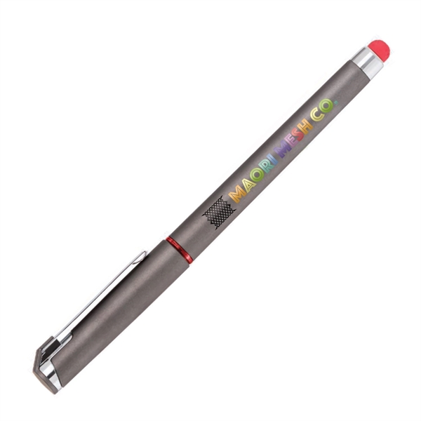 Plastic pen and device stylus with cap, rubberized finish and gunmetal... from ASI 62088 IDProductsource