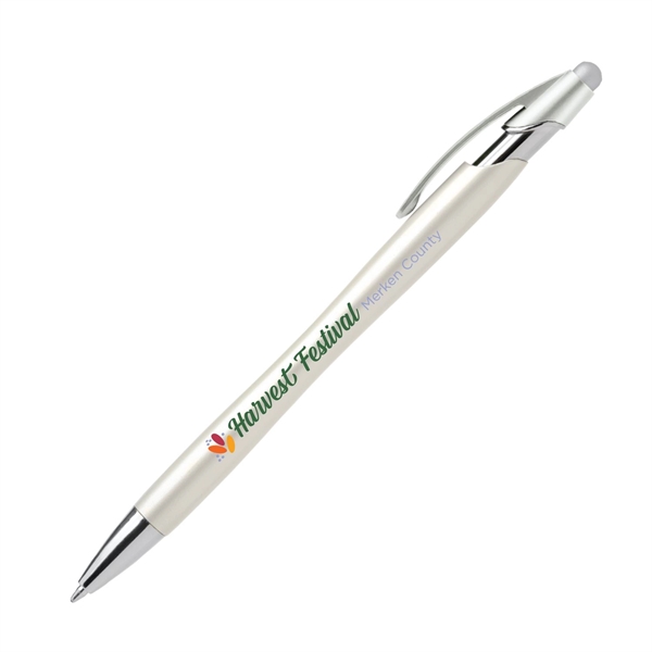 5.8" x .41" x 1.29" Nimbus Pearl plastic pen and stylus... from ASI 62088 IDProductsource