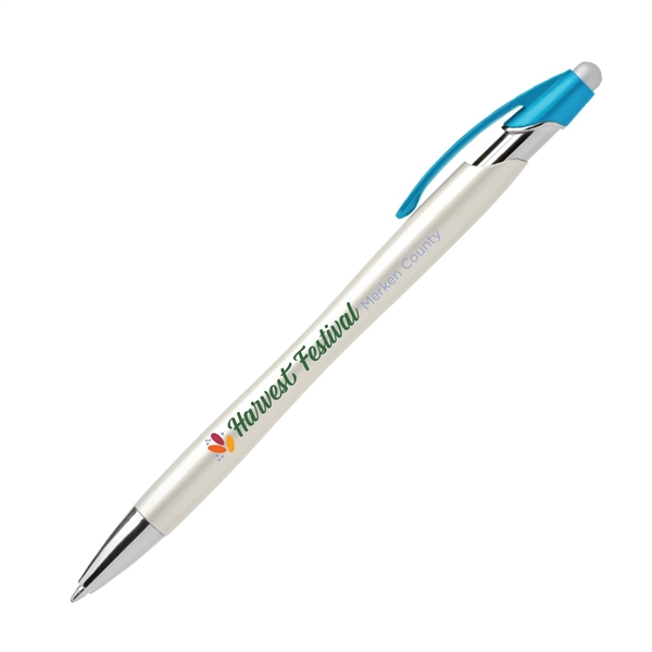 5.8" x .41" x 1.29" Nimbus Pearl plastic pen and stylus... from ASI 62088 IDProductsource