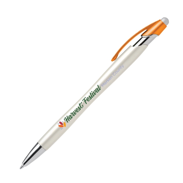 5.8" x .41" x 1.29" Nimbus Pearl plastic pen and stylus... from ASI 62088 IDProductsource