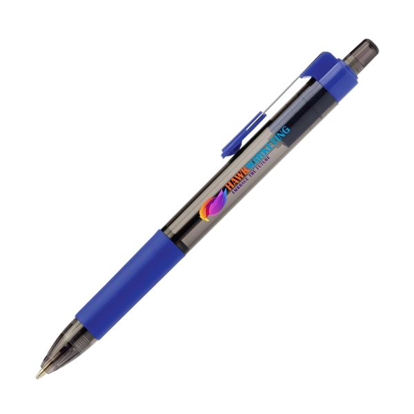 Click-action plastic pens with translucent barrel and pocket clip.... from ASI 62088 IDProductsource