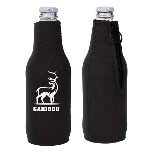 7.5" neoprene zippered bottle cooler with sharkskin rubber non-slip bottom.... from ASI 62088 IDProductsource