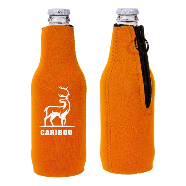 7.5" neoprene zippered bottle cooler with sharkskin rubber non-slip bottom.... from ASI 62088 IDProductsource