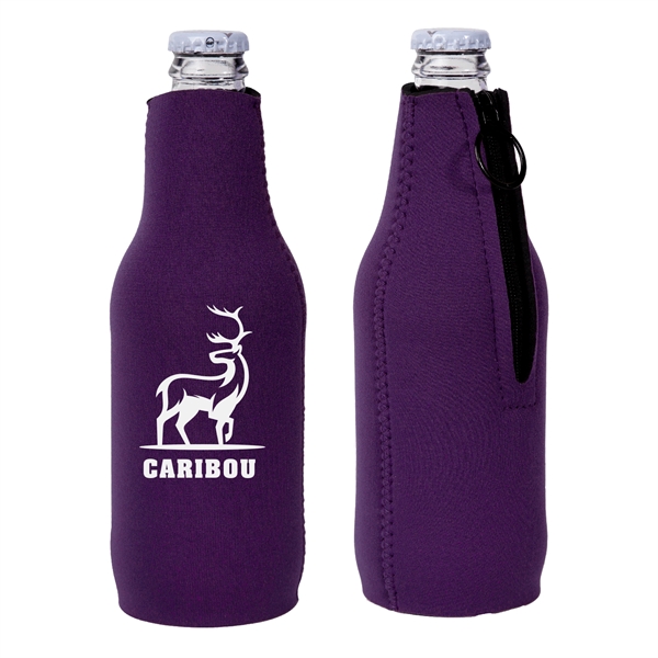 7.5" neoprene zippered bottle cooler with sharkskin rubber non-slip bottom.... from ASI 62088 IDProductsource