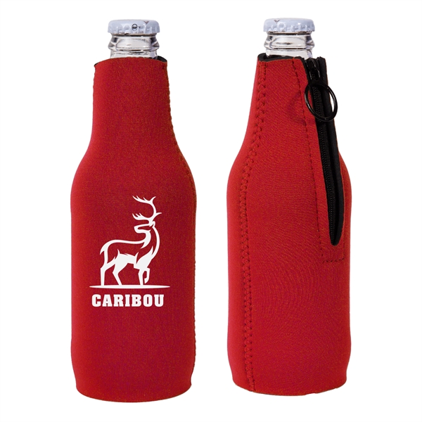 7.5" neoprene zippered bottle cooler with sharkskin rubber non-slip bottom.... from ASI 62088 IDProductsource
