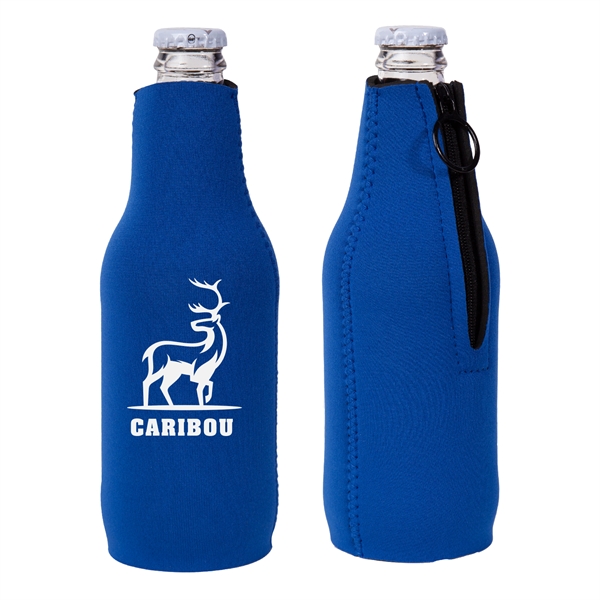 7.5" neoprene zippered bottle cooler with sharkskin rubber non-slip bottom.... from ASI 62088 IDProductsource
