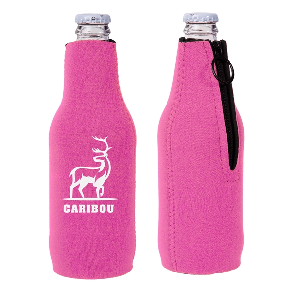 7.5" neoprene zippered bottle cooler with sharkskin rubber non-slip bottom.... from ASI 62088 IDProductsource