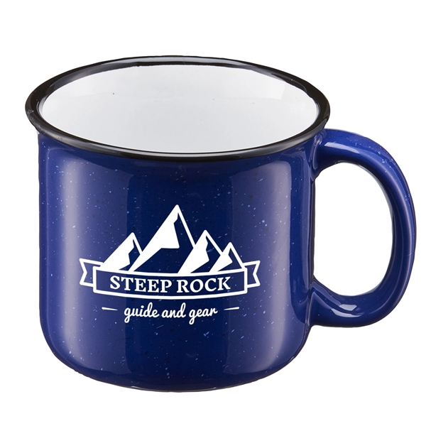 15 oz. ceramic stoneware speckled camping mug with black rim and... from ASI 52840 Evans Manufacturing