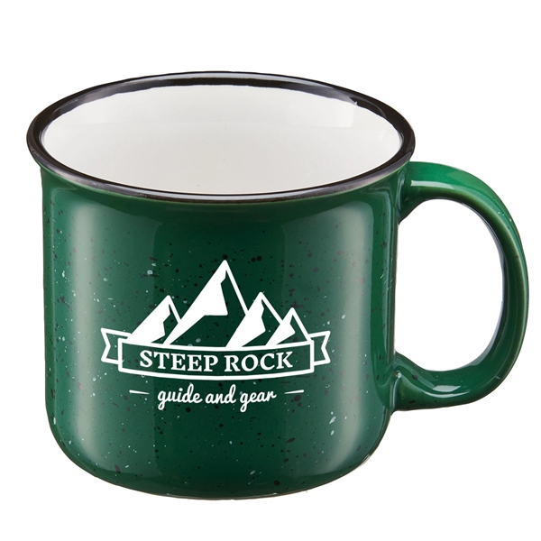 15 oz. ceramic stoneware speckled camping mug with black rim and... from ASI 52840 Evans Manufacturing