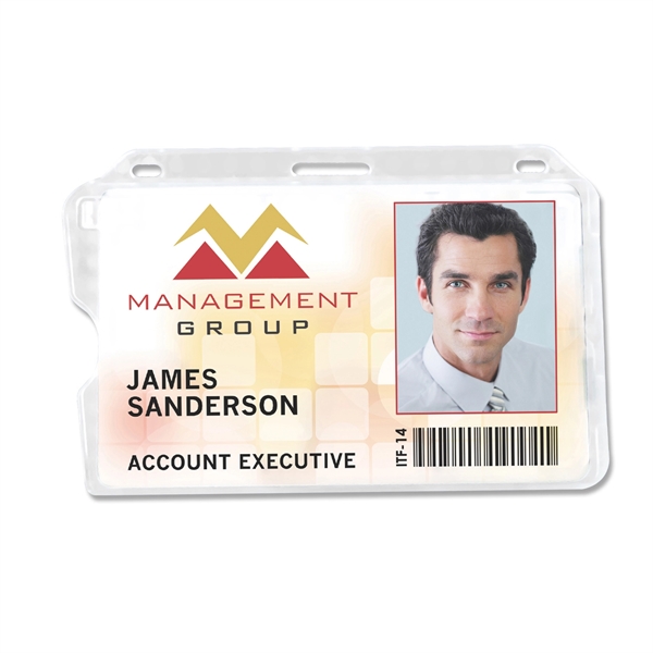 3.64" x 2.73" rigid plastic plastic card holder with slide ejector,... from ASI 62088 IDProductsource