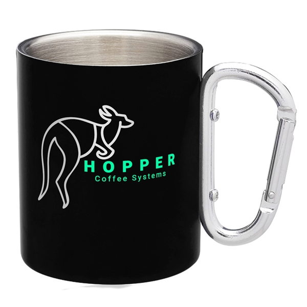 10 oz. stainless steel mug with carabiner clip handle.... from ASI 62088 IDProductsource