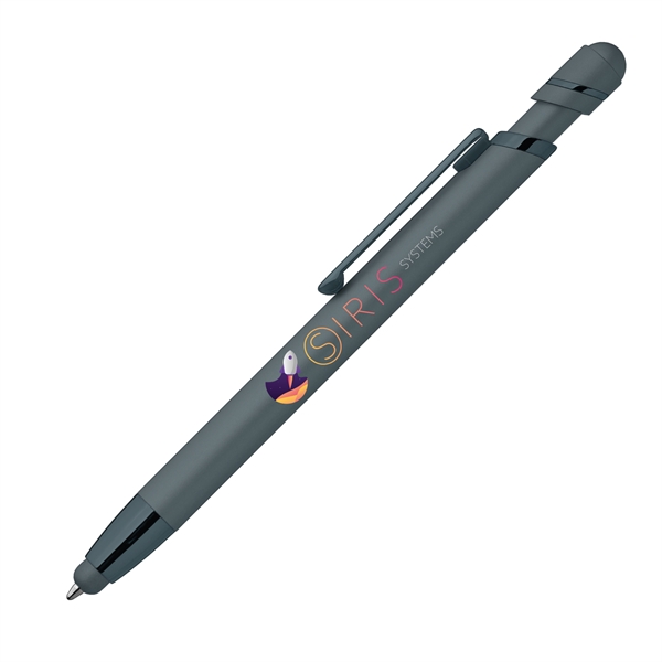 5.39" x .39" Pluto Softy plunger-action ballpoint pen with soft stylus... from ASI 62088 IDProductsource