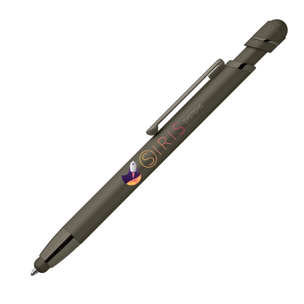 5.39" x .39" Pluto Softy plunger-action ballpoint pen with soft stylus... from ASI 62088 IDProductsource