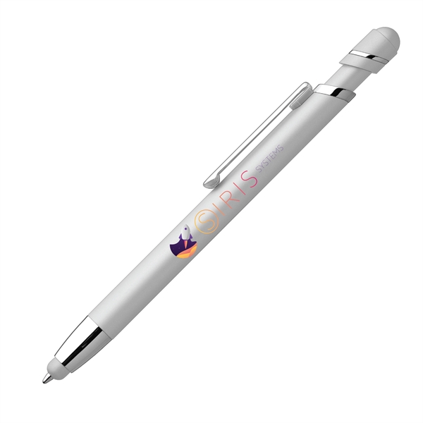 5.39" x .39" Pluto Softy plunger-action ballpoint pen with soft stylus... from ASI 62088 IDProductsource