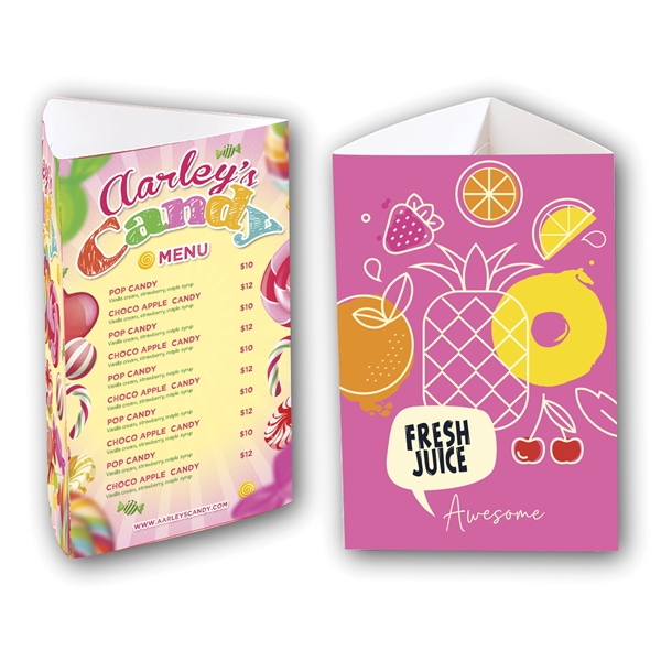 4" x 6" three-sided 11pt. stock glossy paper table tent. Made... from ASI 62088 IDProductsource