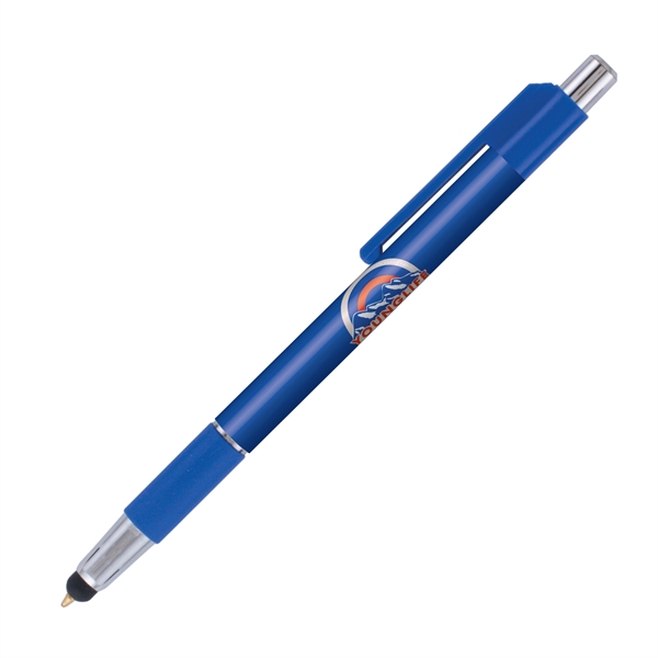 Plunger-action ballpoint pen and device stylus with colored trim and comfort... from ASI 62088 IDProductsource
