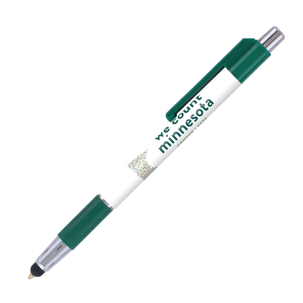 Plunger-action ballpoint pen and device stylus with colored trim and comfort... from ASI 62088 IDProductsource