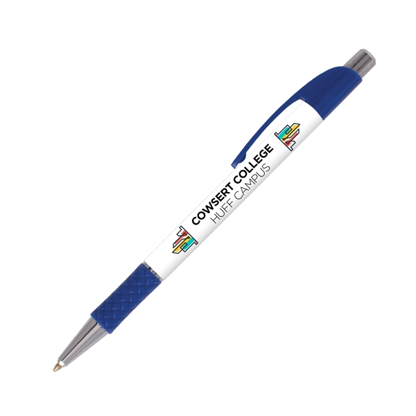 Plastic plunger-action ballpoint pen with slim design and curved pocket clip.... from ASI 62088 IDProductsource