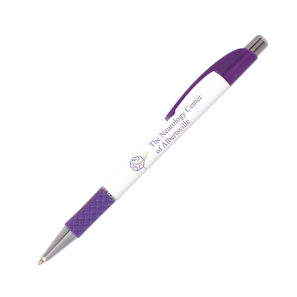 Plastic plunger-action ballpoint pen with slim design and curved pocket clip.... from ASI 62088 IDProductsource