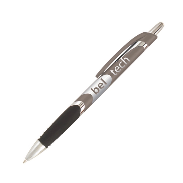 Plastic plunger-action pen with metallic trim, chrome accents and pocket clip.... from ASI 62088 IDProductsource