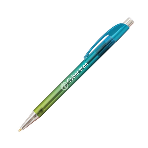 Plastic plunger-action ballpoint pen with ombre digital design and pocket clip.... from ASI 62088 IDProductsource