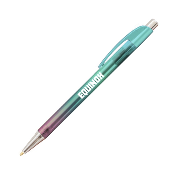 Plastic plunger-action ballpoint pen with ombre digital design and pocket clip.... from ASI 62088 IDProductsource