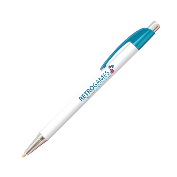 Plunger-action ballpoint pen with chrome accents, digital print and pocket clip.... from ASI 62088 IDProductsource