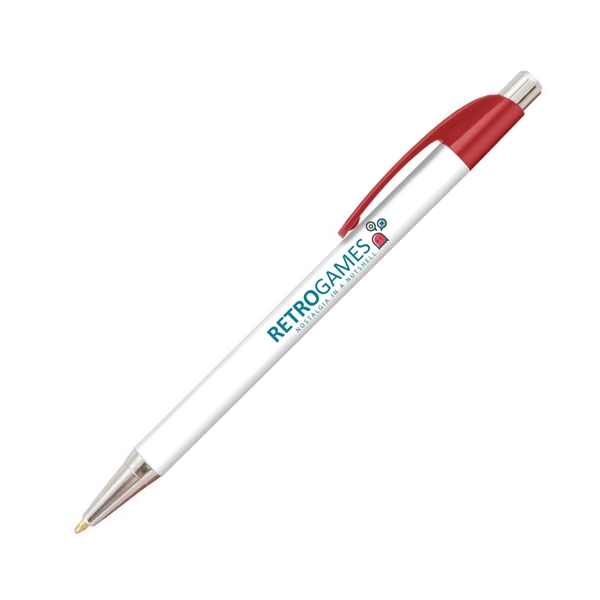 Plunger-action ballpoint pen with chrome accents, digital print and pocket clip.... from ASI 62088 IDProductsource